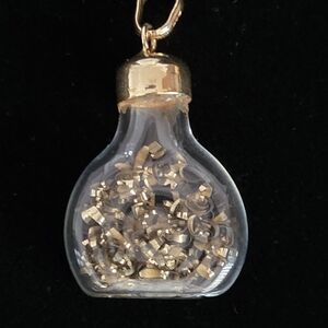Vintage 10k Bottle Pendant With Gold Shavings